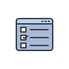 Poster - Online preference colored icons, minimalist vector illustration ,simple transparent graphic element .Isolated on white background