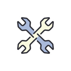 Poster - Repair wrench colored icons, minimalist vector illustration ,simple transparent graphic element .Isolated on white background