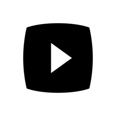 Poster - Black rounded rectangle containing a white play button icon centered within the shape on a white background