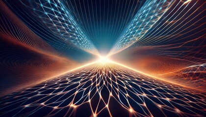 Poster - Dynamic light waves creation digital space abstract art virtual environment futuristic viewpoint technology concept