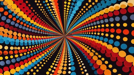 Poster - vibrant abstract design colorful circles in red, orange, and blue create depth and movement with dyn