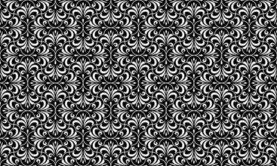 Fototapete - Flower geometric pattern. Seamless vector background. White and black ornament. Ornament for fabric, wallpaper, packaging. Decorative print.
