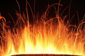 Wall Mural - Fiery sparks explode, illuminating the dark