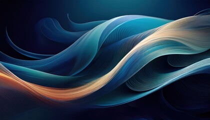 Poster - Dynamic flowing waves abstract art digital artwork vibrant colors contemporary style