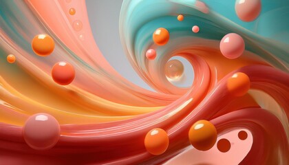 Poster - Dynamic colorful swirls and bubbles abstract art digital creation vivid environment close-up perspective fluidity concept