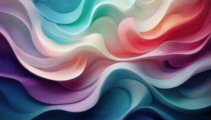 Poster - Dynamic abstract waves digital art colorful patterns creative environment top-down view visual motion for modern aesthetics