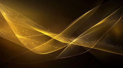 Wall Mural - Sparkling Gold Lines, Abstract Golden Pattern, Wave Light Streaks On Dark Background