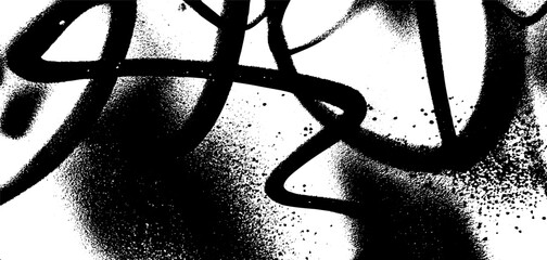 Poster - Graffiti spray overlay creating a textured grunge background in black and white with abstract patterns and intricate designs