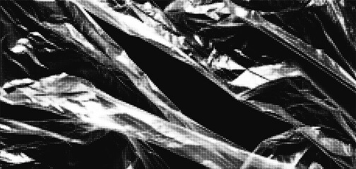 Poster - Unique plastic overlay texture featuring halftone patterns in contrasting black and white