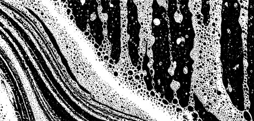 Poster - Foam soap overlay texture on a clean window with intricate patterns and bubbles