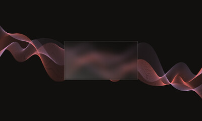 Wall Mural - Landing page with abstract waves in glassmorphism style.
