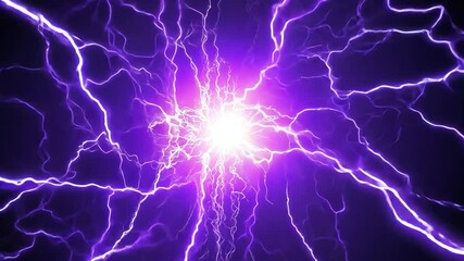 Poster - dynamic abstract background of electric energy bright purple lightning bolts showcase intensity and 