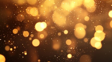 Poster - gold bokeh backdrop with delicate light particles floating gracefully
