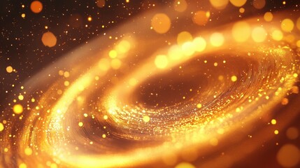 Poster - A golden bokeh swirl with dynamic light trails and softly glowing highlights