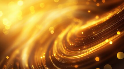 Poster - A golden bokeh swirl with dynamic light trails and softly glowing highlights