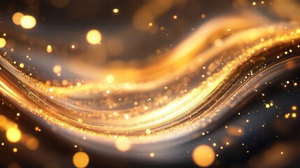 Poster - A golden bokeh swirl with dynamic light trails and softly glowing highlights