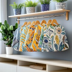 Poster - Potted plant with decorative pot holder displayed elegantly on a wooden surface at home