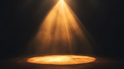 Poster - A golden spotlight beaming down onto a dark stage, illuminating the center with elegance.