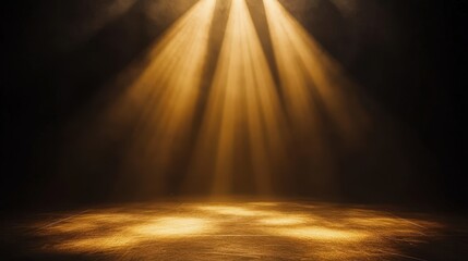 Poster - A golden spotlight beaming down onto a dark stage, illuminating the center with elegance.