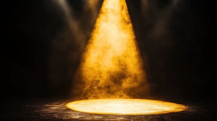 Poster - A golden spotlight beaming down onto a dark stage, illuminating the center with elegance.