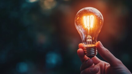 Poster - A hand holding a glowing lightbulb, representing innovation and creativity