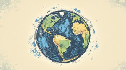 Poster - A hand-drawn Earth icon with sketch-style details and rough, artistic lines