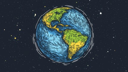 Poster - A hand-drawn Earth icon with sketch-style details and rough, artistic lines
