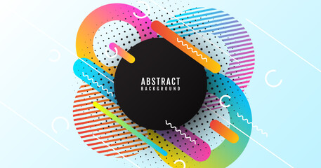 Poster - black circles abstract background overlap layer on bright space with colorful shape effect decoratio