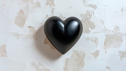 Poster - Flat black heart symbol on a white canvas background, clean and visually impactful