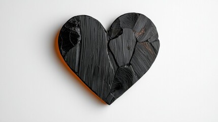 Poster - Flat black heart symbol on a white canvas background, clean and visually impactful
