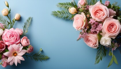 Wall Mural - elegant floral arrangement on light blue background