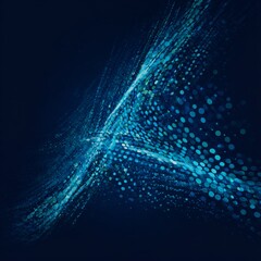 Fototapete - Abstract Swirl of Turquoise Light Points on a Dark Background: An ethereal digital art piece.