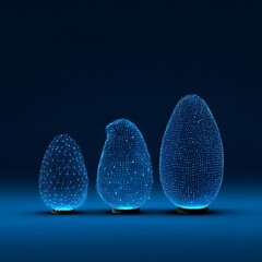 Fototapete - Digital Eggs Evolution: A Futuristic Display of Technological Growth and Connectivity with Blue Light
