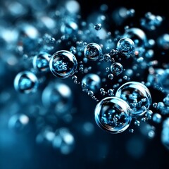 Poster - Floating Aqueous Spheres: Abstract Composition of Transparent Bubbles with Internal Structures and Bokeh Effect