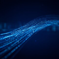Leinwandbilder - Flowing Data Stream: A Visual Representation of Digital Information in Blue Tones with Depth of Field