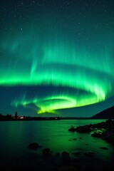 Wall Mural - arafed image of a green aurora bore over a lake