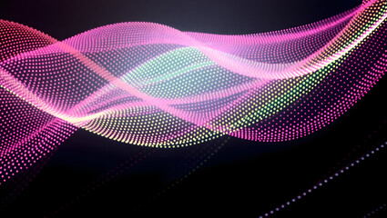 Fototapete - Abstract Pink and Green Geometric Wave Texture Background
