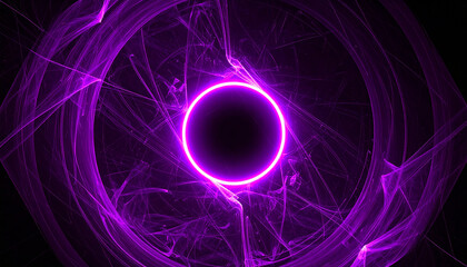 Aufkleber - Futuristic cyberpunk-style glowing purple neon ring. Dynamic energy, dark backdrop. Digital art.