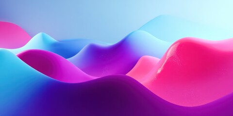 Wall Mural - a colorful, abstract landscape with purple and pink hills
