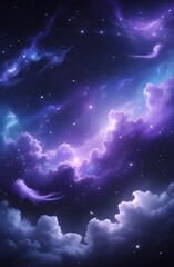 abstract light from a distant nebula illuminates the dark blue night sky filled with bright stars an