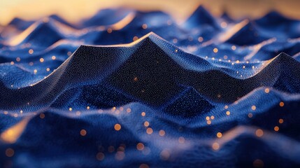 Poster - Abstract Digital Landscape: Glittering Hills at Sunset
