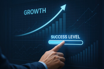 Poster - growth success level graph showing progress and achievement in a business environment