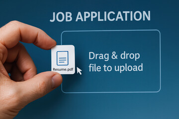 Poster - This illustrates the efficiency and strategic decision-making involved in the digital submission job applications emphasizing business innovation and streamlined work processes