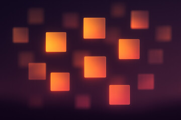 Poster - Ethereal glowing squares in warm sunset tones symbolize innovative strategies and smart decision-making driving efficient business growth and leadership
