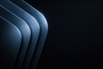 Poster - This abstract hi-tech composition symbolizes innovation and strategy through sleek brushed metal curves reflecting leadership and business efficiency in a modern setting