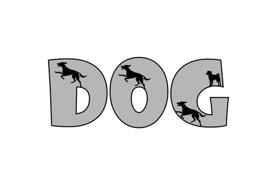 text with dog silhouettes