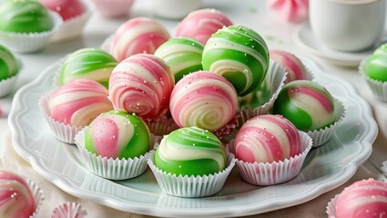 Aufkleber - Colorful candy on white plate.
