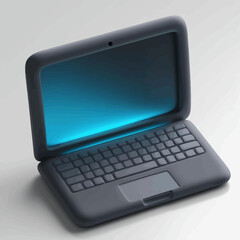 Poster - Gray Laptop with Blue Screen, 3D Render