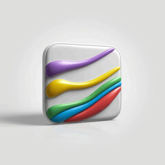 Poster - Colorful App Icon with Abstract Paint Strokes on White