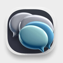 Poster - Three Glossy Speech Bubbles Icon for Communication and Messaging